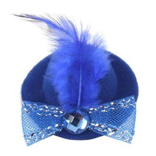 Women Cocktail Party Blue Mini Top Hat Feather Bowknot Hair Fascinator : Hair Clips : Beauty