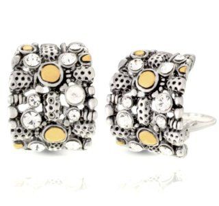 Jankuo Jewelry Two Tone Modern Art Clip On Earrings with Crystals Jewelry