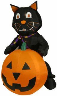 Inflatable Halloween Black Cat and Pumpkin   Seasonal Decor