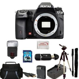 Pentax K 5 II Digital SLR Camera(Body Only) Kit. Includes: 16GB Memory Card, Memory Card Reader, Extended Life Replacement Battery, AC/DC Rapid Travel Charger, Tripod, Monopod, Carrying Case, Digital Flash, HDMI Cable & SSE Microfiber Cleaning Cloth : 