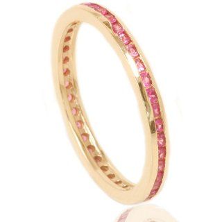 .50CT Pink Sapphire Eternity Ring 14K Yellow Gold Jewelry