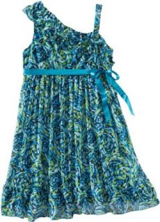 Amy Byer Girls 7 16 Plus Size Print Dress, Blue, 14.5: Clothing