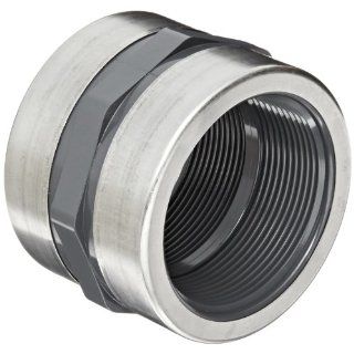Spears 830 SR Series PVC Pipe Fitting, Coupling, Schedule 80, Gray, 1/2" Stainless Steel Reinforced NPT Female Industrial Pipe Fittings