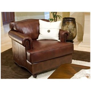 Mansfield 2 Piece Set Top Grain Leather Accent Chairs in Raisin   Leather Club Chairs