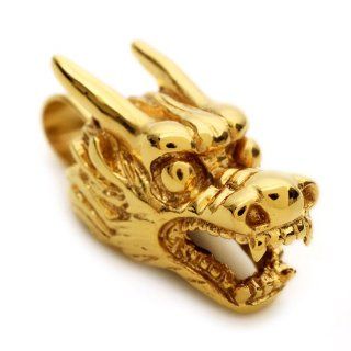 K Mega Jewelry Stainless Steel Golden Dragon Mens Pendant Necklace P831: Jewelry