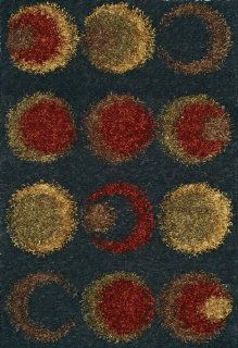 Modern Shag Contemporary BIG Area Rug SOFT CARPET Black 9x12 9x13 circles rings Exact Size9' X 13'   Hand Tufted Rugs