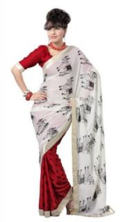 Triveni Sarees Saree One Size White: Clothing