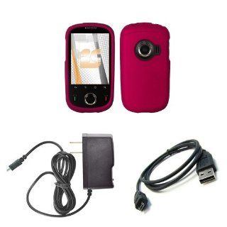 Huawei M835 (Metro PCS) Premium Combo Pack   Magenta Pink Rubberized Shield Hard Case Cover + Atom LED Keychain Light + Micro USB Data Cable + Wall Charger: Cell Phones & Accessories
