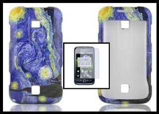 Huawei M860 Ascend Snap on Hard Shell Cover Case Famous Painter Starry Night Design + Clear Screen Protector Cell Phones & Accessories