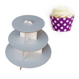 Dress My Cupcake DMC30910 Cardboard Cupcake Stand Kit with Mini Wrappers, Plum Purple Polka Dots: Kitchen & Dining