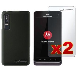 Motorola Droid 3 XT862 / MileStone 3 XT883   Black Rubberized Hard Plastic Skin Case Cover + 2 Clear Screen Protectors [AccessoryOne Brand] Cell Phones & Accessories