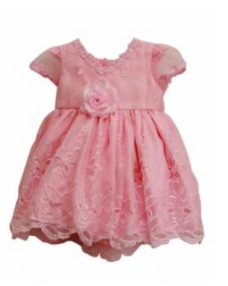 Elegant Baby Girl Pink Dress & Hat. Available in 12, 18, 24, 36 Months Infant And Toddler Special Occasion Dresses Clothing