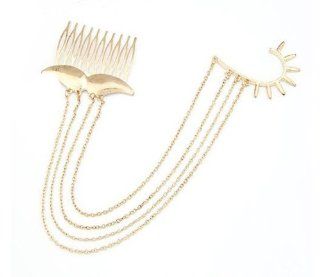 WIIPU Cosplay Golden Metal Mustache Long Chain Tassel Hair Comb Cuff Ear Cuff Earring (wiipu D410) Y Shaped Necklaces Jewelry
