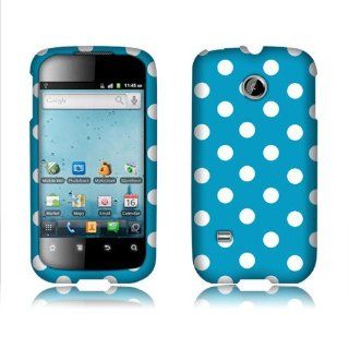 Polka Dots Hard Crystal Plastic Protector Snap On Cover Case For Huawei M865   White Blue: Cell Phones & Accessories