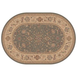 Dynamic Rugs Ancient Garden Collection Oval Hearth Rug Mint Floral   Hearth Rugs