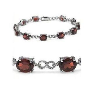 Sterling Silver Garnet Bracelet (10.45 CT): Tennis Bracelets: Jewelry
