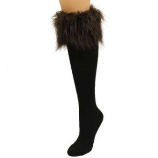 Luxury Divas Brown Furry Boot Topper Knit Knee Hi Socks at  Womens Clothing store