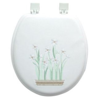 Ginsey Soft Seat Paper Whites Embroidered Toilet Seat   Toilet Seats