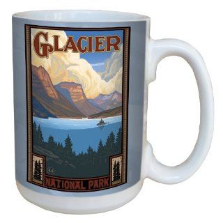 Tree Free Greetings lm43099 Scenic Saint Mary's Lake Glacier National Park by Paul A. Lanquist Ceramic Mug, 15 Ounce, Multicolored: Kitchen & Dining
