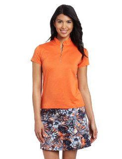 Sport Haley Women's Diagonal Stripe Jacquard Short Sleeve Polo Shirt, Tangelo, Medium : Lady Golf Shirt Orange : Sports & Outdoors
