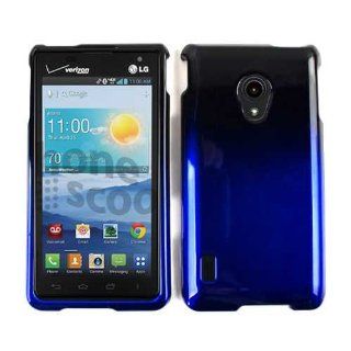 ACCESSORY HARD GLOSSY CASE COVER FOR LG LUCID 2 VS870 TWO TONES BLACK BLUE: Cell Phones & Accessories