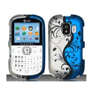 3 Items Combo For Alcatel One Touch OT871A (AT&T) Blue/Silver Vines Design Hard Case Snap On Protector Cover + Free Opening Tool + Free American Flag Pin: Cell Phones & Accessories