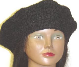 B306, Hand Crocheted Black Chenille Beret for Men Women and Teens at  Womens Clothing store