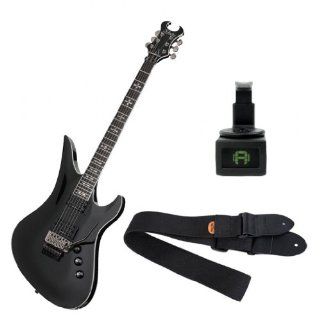 Schecter Synyster Gates Special Electric Guitar   Gloss Black with Planet Waves Mini Headstock Tuner and Protec Guitar Strap: Musical Instruments