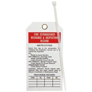 Brady 76222 5 3/4" Height, 3" Width, B 851 Economy Polyester, Red And Black On White Color Fire Extinguisher Tags (Pack Of 25): Industrial Warning Signs: Industrial & Scientific
