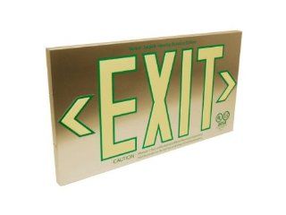 UL 924 Exit Sign, 1 Sided, Brushed Aluminum Background, Letters Outlined in Green, 14.5" x 7.875" : Yard Signs : Patio, Lawn & Garden