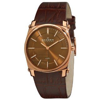 Skagen Men's 859LRLD Steel Brown Dial Rose Gold Case Watch: Watches
