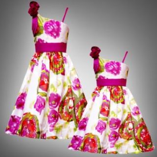 Size 6X RRE 4174E IVORY FUCHSIA PINK BURNOUT FLORAL ASYMMETRIC CHIFFON Special Occasion Wedding Flower Girl Party Dress,E341741 Rare Editions 4 6X: Clothing