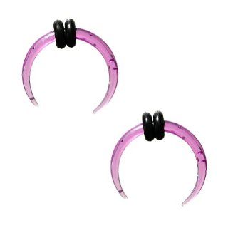 Kadima Body Piercing Jewelry One Pair (2pcs) Neon Purple Glitter Acrylic Buffalo Pincher Taper   12G(2MM): Jewelry
