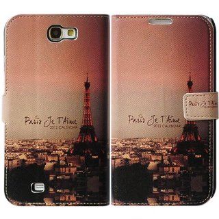 Bfun Packing Beautiful Paris Rooftops Tower Card Slot Wallet Leather Cover Case for Samsung Galaxy Note 2 N7100: Cell Phones & Accessories