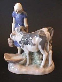 Bing and Grondahl Figurine 2270 Girl with Calves   Commemorative Plates