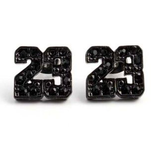JET BLACK / BLACK ON BLACK CZ Michael Jordan Inspired 23 Stud Earrings  Other Products  