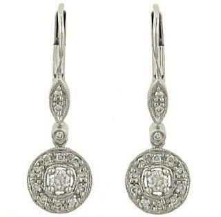 Halo Style Pave Diamond Circle Dangle Earrings: Jewelry