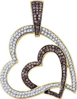 1.15ctw Brown Diamond Heart Pendant 10K Yellow Gold Jewelry