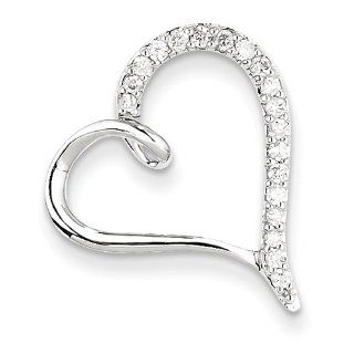 Diamond Heart Pendant in White Gold   14kt   Round Shape   Ideal GEMaffair Jewelry