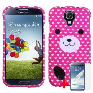 SAMSUNG GALAXY S4 PINK POLKA DOT TEDDY BEAR COVER SNAP ON HARD CASE + SCREEN PROTECTOR by [ACCESSORY ARENA]: Cell Phones & Accessories