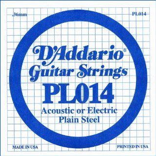 D'Addario Single string Plain Steel Single Gauge Acoustic or Electric Guitar String .014: Everything Else