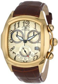 Invicta Mens Lupah Swiss Chronograph 18k Gold Plated Case Brown Leather Strap Watch 13003 Invicta Watches