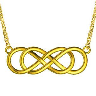 Extra Large Double Infinity Symbol Charm and Chain, Lovers Charm, Eternal and Infinite Love Charm, 1.5 inches, 18 inches total in 14K yellow gold: Pendants: Jewelry