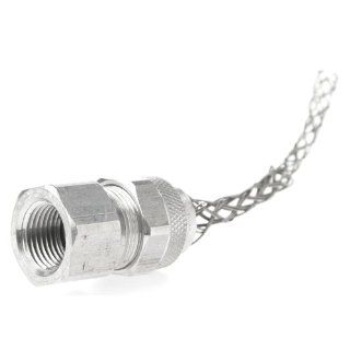 Woodhead 36300 Cable Strain Relief, Straight Female, Deluxe Cord Grip, Aluminum Body, Stainless Steel Mesh, 1" NPT Thread Size, .750 .875" Cable Diameter, F4 Form Size Electrical Cables