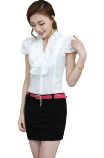 asoidchi Women's Korean Summer Oltemperament Short Sleeve Slim Shirt and Dress at  Womens Clothing store: Clothing Sets