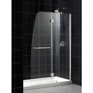 DreamLine DL 6502R 01CL Aqua Frameless Hinged Shower Door and SlimLine 34 Inch by 60 Inch Single Threshold Shower Base Right Hand Drain    