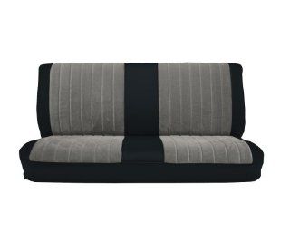 Acme U1001 898L Front Black Vinyl Bench Seat Upholstery with Silver Regal Velour Pleated Inserts Automotive