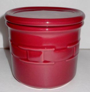 Longaberger Retired Woven Traditions 1 Pint Paprika Crock with Lid   Rare Find!: Kitchen & Dining