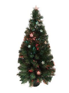 4' Pre Lit Color Changing Lighted Fiber Optic Artificial Christmas Tree w/ Stars  