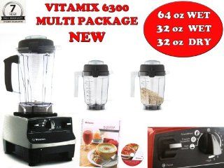 VITAMIX 6300 PROFESSIONAL SERIES VMO102B MULTI PACKAGE Featuring 3 Pre Programmed Settings, Variable Speed Control, and Pulse Function . Includes Savor Recipes Book , DVD and Spatula. (64oz WET/32oz WET/32oz DRY, PLATINUM): Kitchen & Dining
